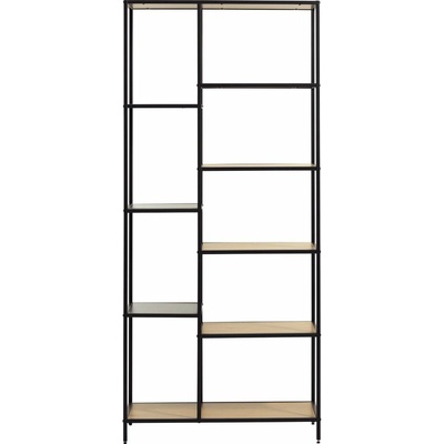 Čierna/v prírodnej farbe knižnica v dekore duba 80x180x35 cm Altino – Unique Furniture