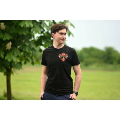 Folklórní triko MrňúsS výšivky barevná černá