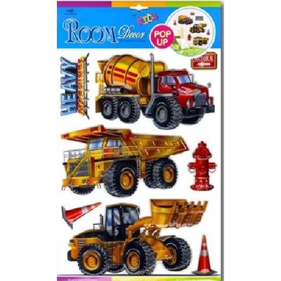 IMPOL TRADE 3D samolepky stavebné stroje SLK-1055 rozmer 41 x 29 cm