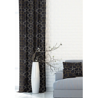 Záves dekoračný alebo látka, New York Metrix, čierny, 150 cm 150 cm