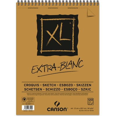 Canson Skicár XL Extra Blanc 90 g/m² 120 listov A4 špirálová väzba hore