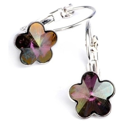 Swarovski Elements Flower dětské stříbrné visací fialové kytičky květinky 31080.3 Lilac Shadow fialová vínová bordó růžovo zlatá duhová