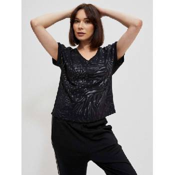 Moodo Черна дамска блуза с лъскав принт Moodo Moodo | Cheren | ЖЕНИ | XS