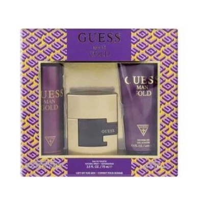 GUESS Комплект за мъже Guess Man Gold - Тоалетна вода 75 мл + 226 мл + 200 мл