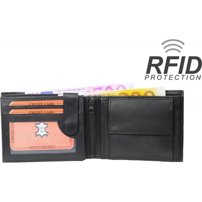 Impex RFID Protect Peňaženka z kože Nappa s priehradkou na bankovky na zips