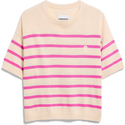 ARMEDANGELS Дамски пуловер ARMEDANGELS Women's Stripe Linen Blend Sweater Jumper - Undyed / Washed Berry (117-3694-0412)