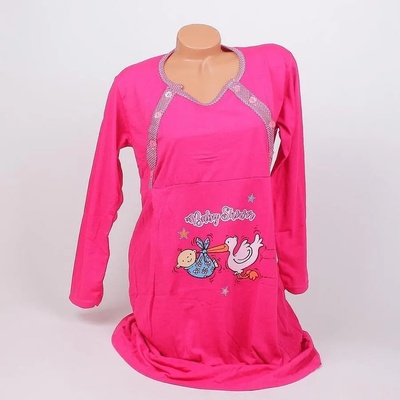 Нощница за кърмачки в цикламено с щъркел и бебе