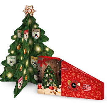 LEROS BYLINNÝ ADVENTNÝ KALENDÁR STROMČEK 4 24 druhov čajov po 1 vrecúšku ozdoby 24 ks menovky 24 ks 39,3 g inov. 2024 1x1 set