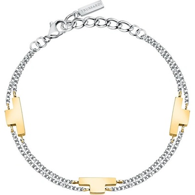 Trussardi Dvojitý oceľový bicolor náramok T-Logo TJAXC28