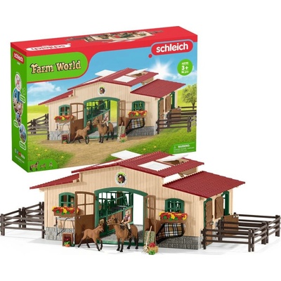 Schleich 42195 Stáj velká s koňmi a vybavením – Hledejceny.cz