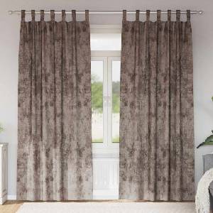 Pure Line Home Кадифени завеси в цвят чинчила с текстилни гайки (уши), 2 бр. , 140 x 225 см