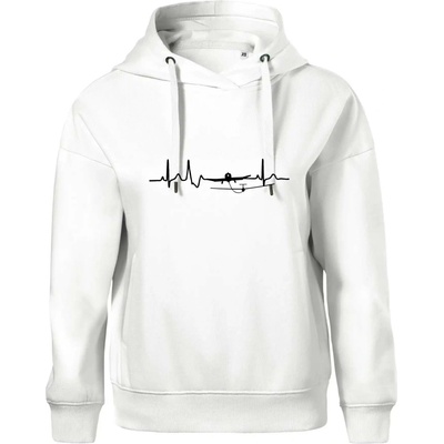 Ekg kluzák a letadlo Oversized mikina dámská Moon kratší + širší Bílá