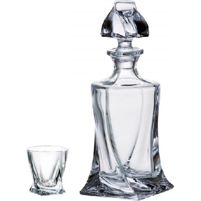 Bohemia Crystalite Likér set Quadro obsahuje 1karafu s objemem 0,5 l a 6 sklenic s objemem 55 ml