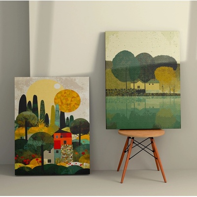 ASIR Set obrazů na plátně 2 ks ( 50 x 70 cm) Domky mezi stromy