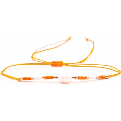 Milujeme Kameny Perla bílá oranžový náramek se shamballa zapínáním PBS1