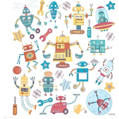 DP Craft Samolepky glitrové Roboti 28 ks