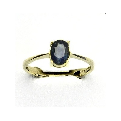 Čištín Zlatý prsten přírodní modrý safír bílé i žluté zlato T 1245