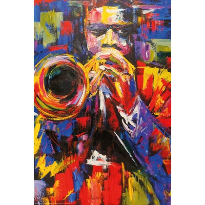 Plagát, Obraz - Colorful jazz trumpeter, 61 × 91.5 cm