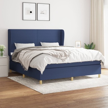 vidaXL Боксспринг легло с матрак, синьо, 180x200 см, плат (3128387)