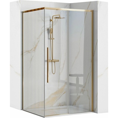 Rea Solar Gold Elegant, sprchový kút s posuvnými dverami 90 (dvere) x 90 (stena) x 195 cm, 6mm číre sklo, zlatý REA-K4900