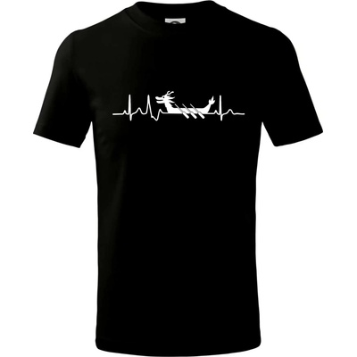 EKG dračia loď tričko detské čierna