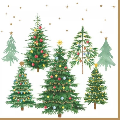 Easy Life Papírový ubrousek Festive Trees 33x33cm 20ks