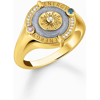 Thomas Sabo TR2449-974-1-56 Gold-plated signet ring w. sun symbol and small stones , Жени