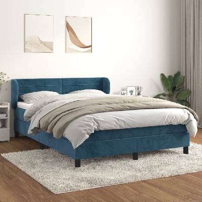 Petrashop 3127557 Boxspring postel s matrací tmavě modrá samet Modrá