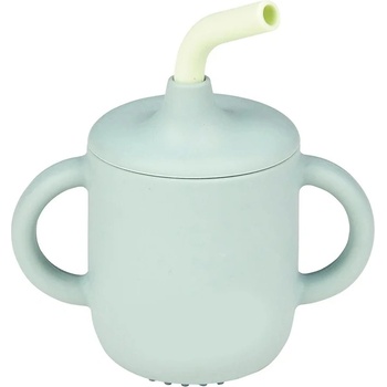 Nattou Силиконова чаша Nattou - С дръжки и сламка, Green (876322)