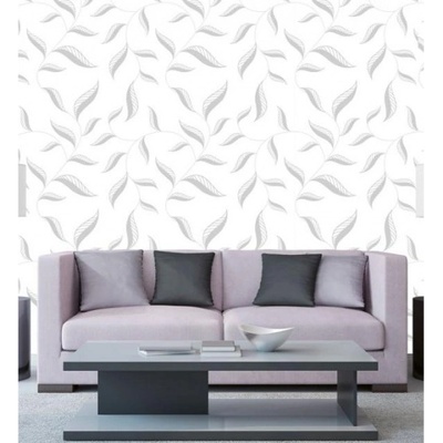 DIMEX ART Луксозна флизелинова тапета бели раирани листа