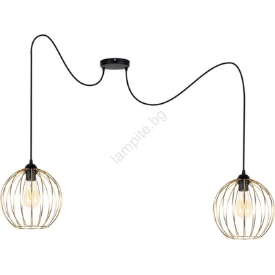 BELIS Пендел MATT 2xE27/60W/230V паяк черен/златист (BE0726)