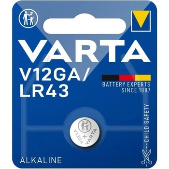 VARTA Батерия алкална Varta V12GA/LR43, LR43, 1.5V, 1бр. в опаковка (V12GA/LR43)