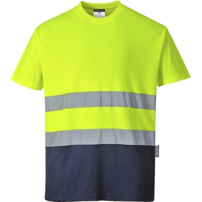 Portwest HI-VIS S173 Reflexné funkčné tričko HV žltá/námorná modrá XXL