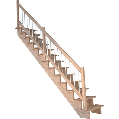 StarWood Schody Lindos dubové rovné 80cm otevřené dřev. nerez. zábradlí