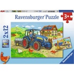 Ravensburger Детски пъзел Ravensburger от 2 x 12 части - Строителна площадка и ферма (7616) - ozone