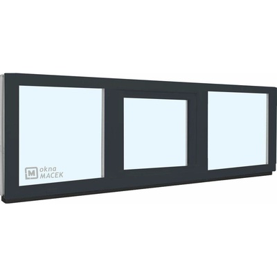 KÖMMERLING Plastové okno - 70 AD, 2400x600 mm, FIX/S/FIX, antracit čiré, antracit/bílá