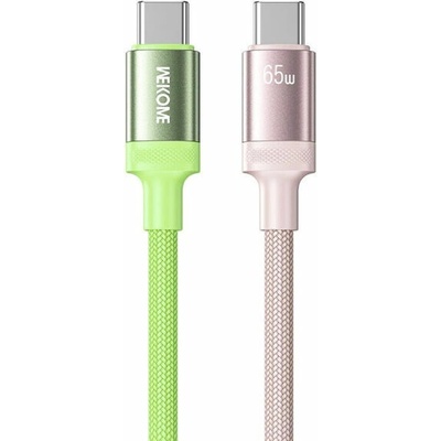Wekome WDC-C18 opletený nabíjecí a datový USB-C na USB-C 1,2m zelenorůžový