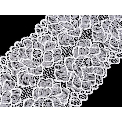Elastická krajka / vsadka / běhoun šíře 15,5 cm Varianta: 1 bílá sněhová, Balení: 1 m