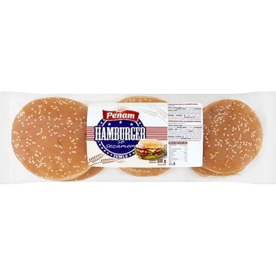 Penam Hamburgerová žemľa so sezamovými semenami 3 % 6 x 50 g
