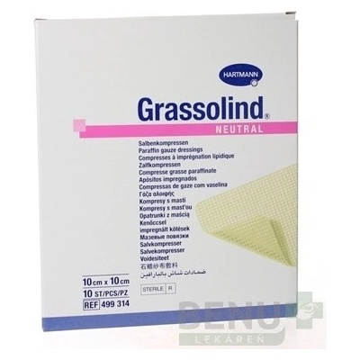 GRASSOLIND NEUTRAL mastný tyl sterilný, impregnovaný neutrálnou masťou 10cmx10cm 1x10 ks