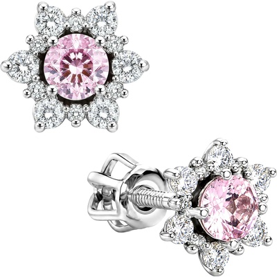 Zlaton Náušnice bílé zlato květina pecky 0.7cm 1.35g s diamanty 0.236ct N15012602111