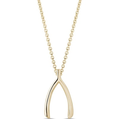 KLENOTA Prívesok wishbone zo žltého 14 kt zlata k0815013