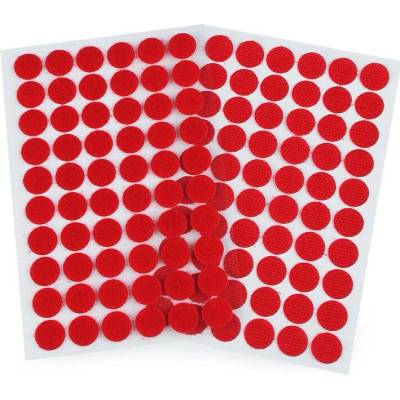 Suchý zip samolepicí kolečka Ø15 mm Varianta: 8 červená, Balení: 1 karta 38869/68204/206061