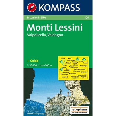 Kompass 100 Monti Lessini Gruppo della Carega Recoaro Terme 1:50 000 turistická mapa