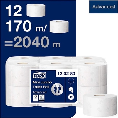 Tork Advanced T2 v Mini Jumbo roli 120280 2-vrstvý 12 ks