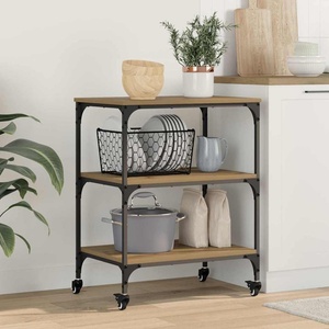 vidaXL Кухненска количка Дъб 60 x 41 x 76 см Инженерна дървесина (883009)