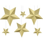 PartyDeco Декорация Звезди - златни 6 бр