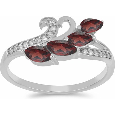 Nefertitis Prsten stříbrný s broušeným granátem a zirkony 026347 GT