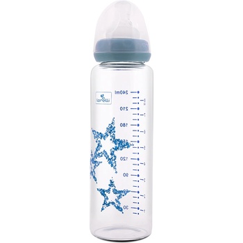 Baby Care Бебешко стъклено шише Lorelli - Anti Colic, 240 ml, Moonlight Blue (10200880004)