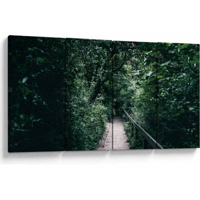 Obraz - Cesta lesom, štvordielne 160x80 cm